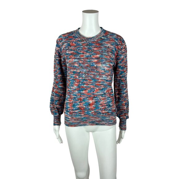 Vintage 80s Loop Sweater Women's Medium Space Dye Blue Orange Deadstock Pullover - Picture 1 of 9